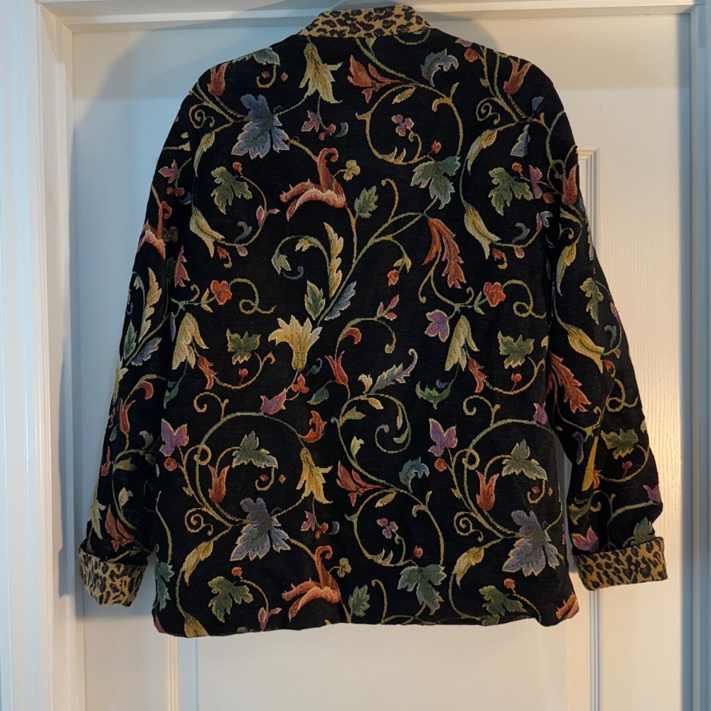 White Stag Black Floral/Leopard Tapestry Blazer Sz L Vintage 1980’s Women’s Rare - Picture 4 of 6